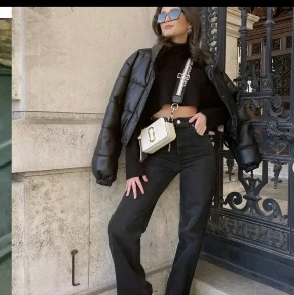 Zara SOFT Faux Leather Puffer Jacket S/M-EUC-BLOGGER's FAV - Picture 6 of 14